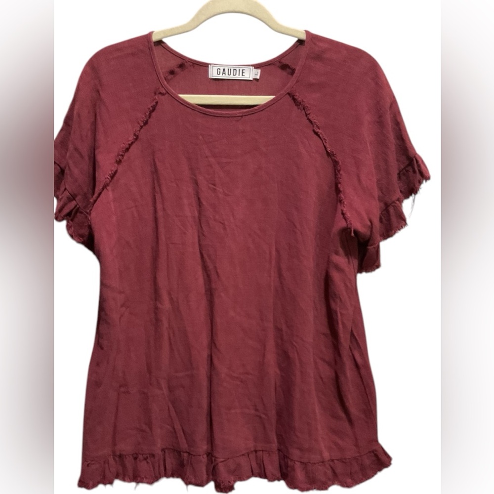 Gaudie Women’s Maroon Blouse w/ Raw Ends